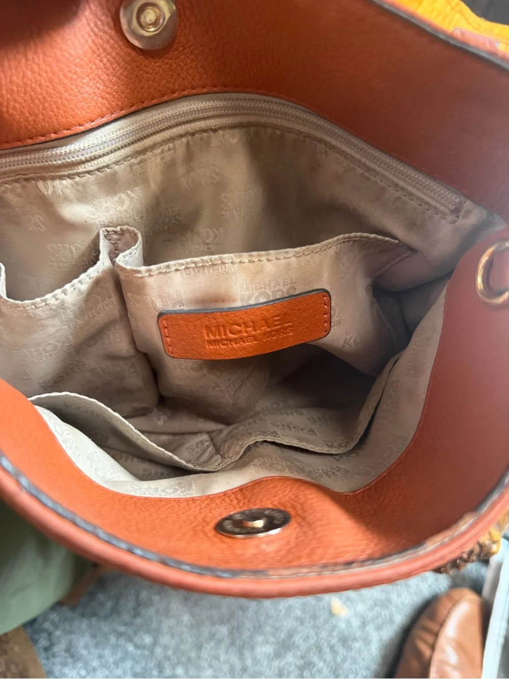 Michael Kors Fulton Medium Shoulder Tote Bag - Pebbled Leather - Mandarin Orange